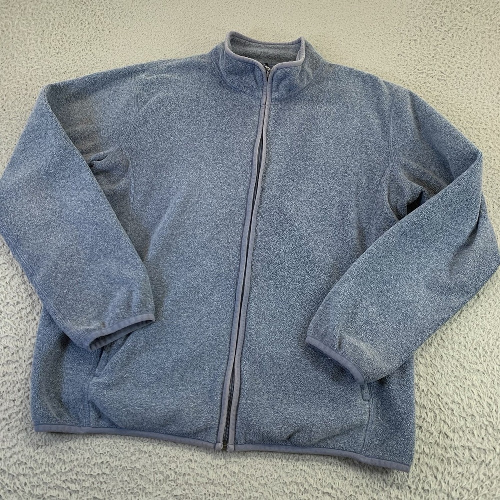 Uniqlo Fleece Jacket Mens Large Full Zip‎ Blue Pockets 100% Polyester 146201